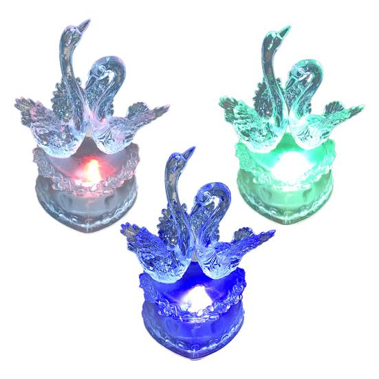 Luz Noturna Romântica de Cisnes Duplos com Luzes LED Coloridas Lâmpada de Humor Alimentada por USB para Decoração de Quarto Presente para Casais para Aniversário e Dia dos Namorados