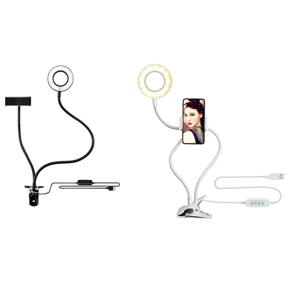 Selfie Flash Ring Light & Mobile Phone Holder Camera Long Arm USB Clip On