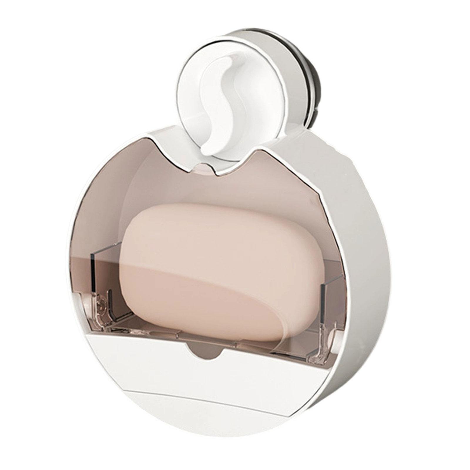 

Modern Soap Box With Flip Lid Strong Suction Cup Wall Holder Soap Dish Space Saving Bathroom Storage Holder for Home 1