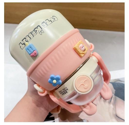 Student's Simple and Portable Rabbit Ear Thermal Cup Girl's Heart Lovely Big Belly Cup Stainless Steel Large Capacity Water Cup