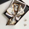 Effortless Polyester Scarf,Short Rectangular Women's Neck Support Scarf,Buttoned Matching Shirt Scarf Thin Style