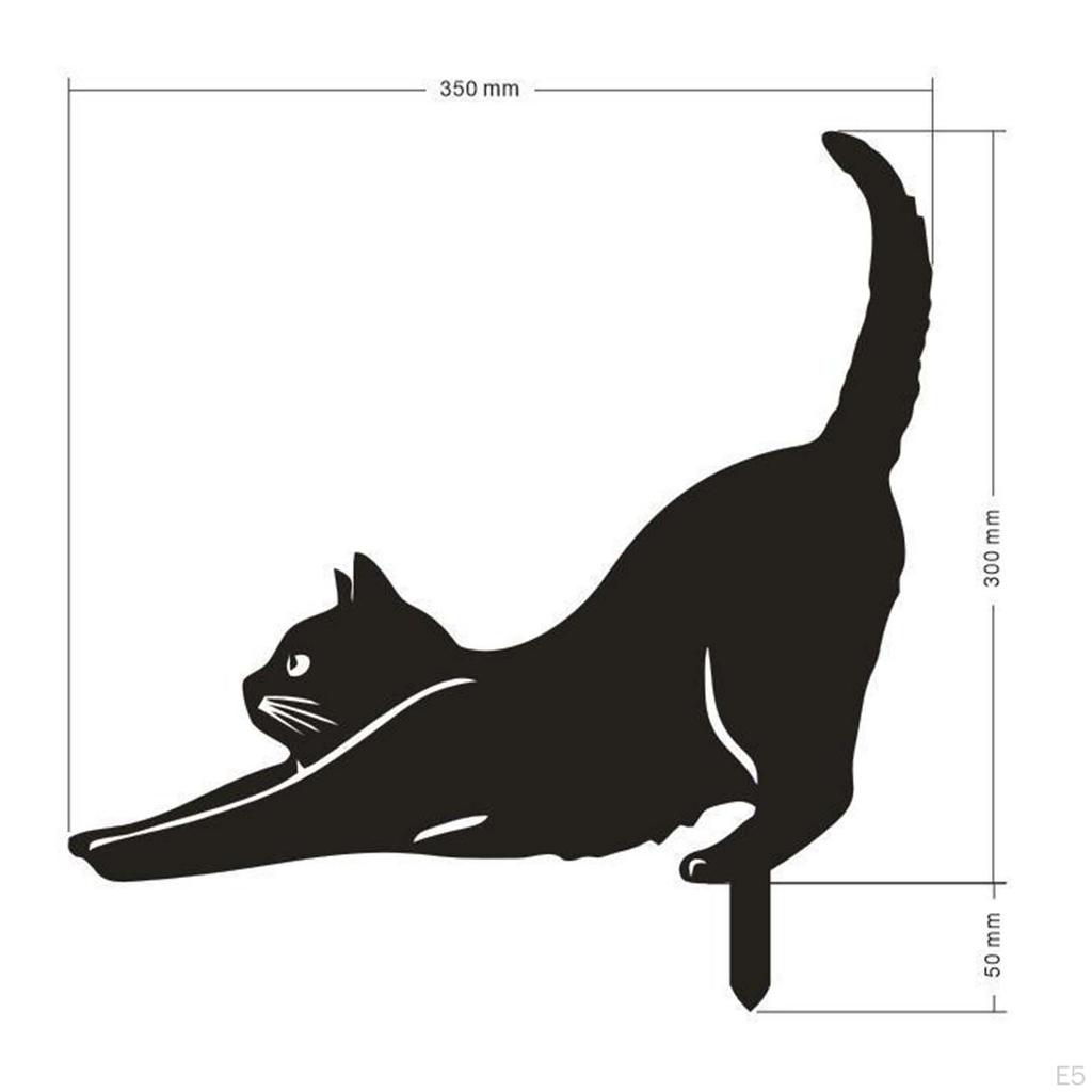 Gatto Nero Paletto Statua da Giardino Decorazione Regali per Amanti Acciaio Inossidabile e Prato per