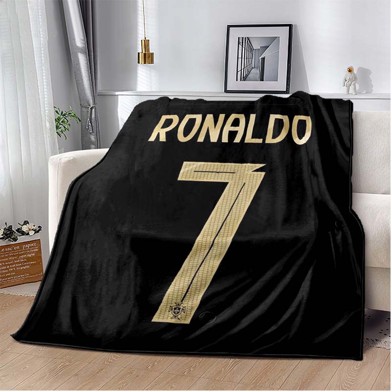 Portugal Ronaldo No.7 Print Flannel Throw Blanket Soft Warm Sofa Bed Cover For Football Fans Kids Teens