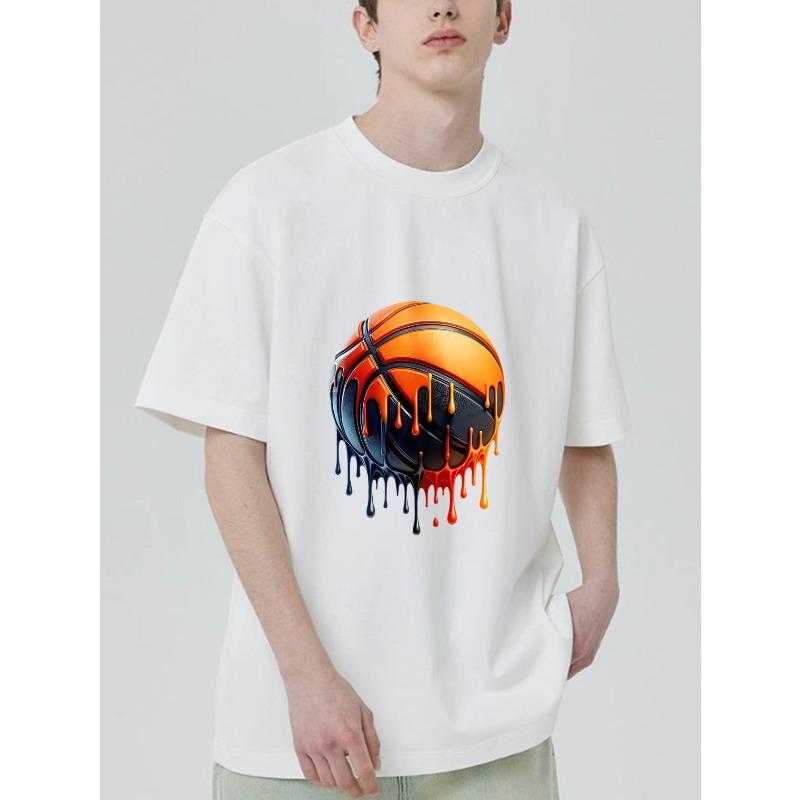 Black T Shirt with Basketball Drip Design for Casual Wear