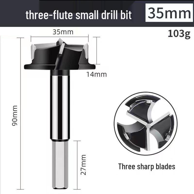 

35mm Three-Blade Woodworking Hinge Hole Drill Bit Tool for Cabinet Doors