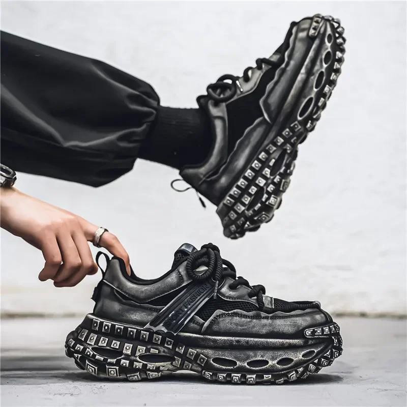 Fashion New Sneakers Men Thick-soled Shock-absorbing Men's Sports Running Shoes Retro Fog Blue Dirty Shoe Outdoor Tenis Sneakers for Men