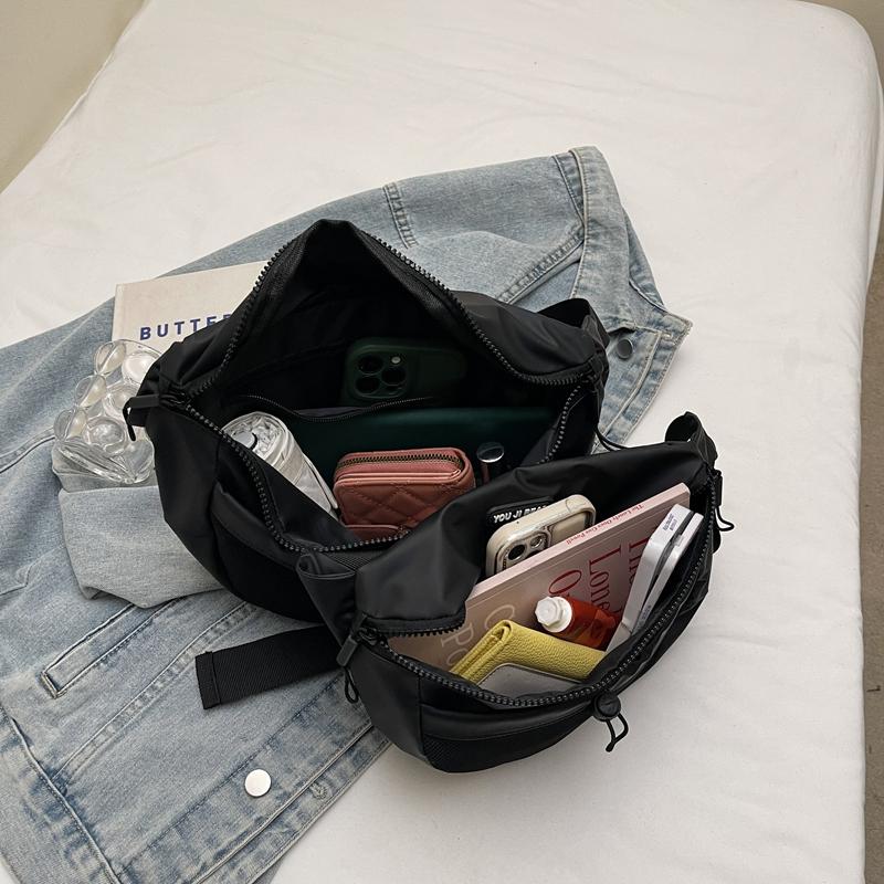 Black Waterproof PU Chest Bag Outdoor Cycling Bag Men Women Crossbody Mobile Phone Bag