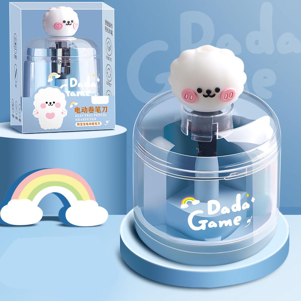 Electric Pencil Sharpener Full Automatic Cute Animal Style Nonslip Pads Electric Sharpener for Home