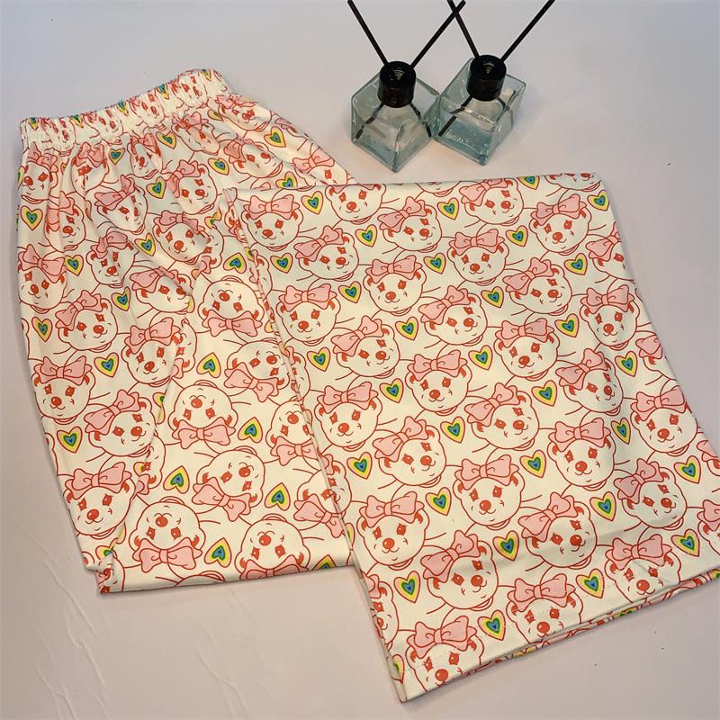 

«Женские пижамные штаны с широкими штанинами и мультяшным принтом — свободный крой для весны, лета и осени» XL, 110-130 lbs