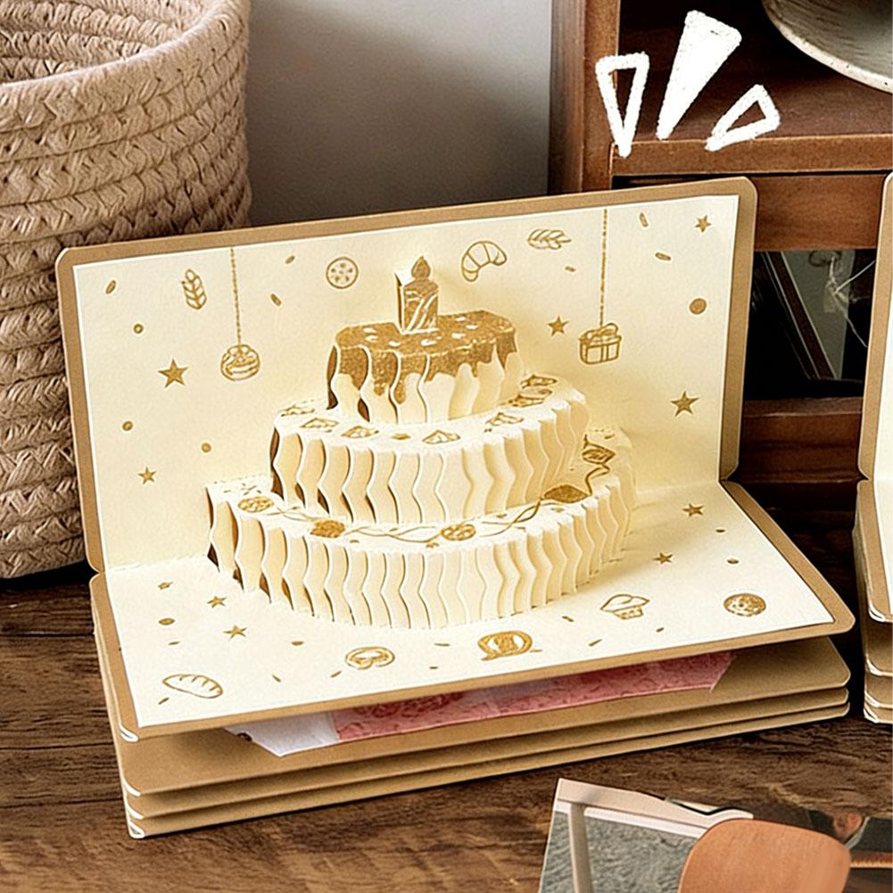 Foldable Birthday 3D Greeting Cards Creative Red Envelope Multiple Card Slots Lucky Money Pocket For Birthday New Year