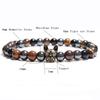 Unique French Bulldog Bracelet Men Natural Tiger Eyes Hematite Turquoises Stone Elastic Bangles Charm Meditation Erkek Bileklik