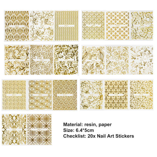 Yousheng 20Pcs/Set Manicure Decal Universal Lightweight Paper Metal Hot Pattern Nail Decal for Women