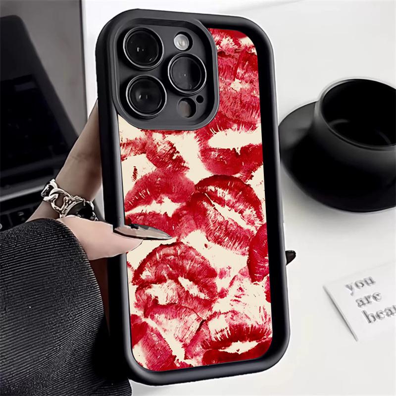 Sexy Red Lips Fashion Silicone Phone Case For iPhone 16 15 14 13 12 11 Pro Max 7 8 16 Plus 16E X XS XR SE Shockproof Soft Cover
