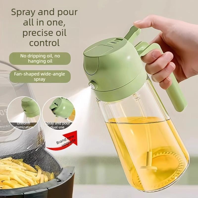 Glass Oil Bottle 2 In 1 Spray and Pour Kitchen Oil Dispenser for Home Cooking