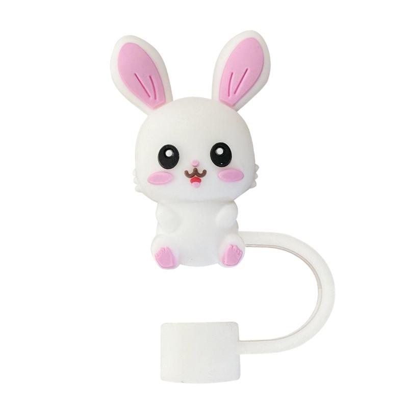10mm 3D Cute Animals Straw Cover Cap Silicone Dust-Proof Straw Topper Leak-Proof Drinking Dust Cap Cartoon Straw Covers