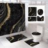 Flash Pink Marble Shower Curtains Shiny Decor For Bathroom Polyester Fabric Decorative Bath Screen Toilet Cover Carpet Wc Sets