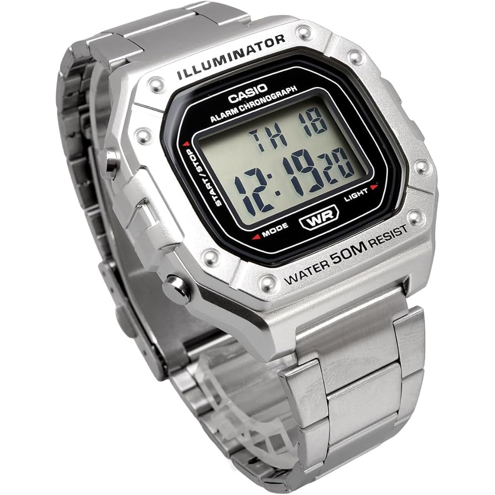 Casio CASIO Standard Digital Watch W-218HD-1AV Men's Cheap Casio Metal Band Silver Overseas Model [Parallel Import]