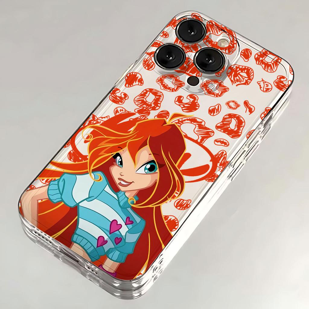Modische und hübsche Winxs Clubs Handyhülle für iPhone 17, 16e, 16, 15, 14, 13, 12, 11, Mini, Pro Max, X, XR, XS Max, 8 Plus – Transparente Rückseite