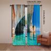 2Pcs Greece Curtains Sea Cave On Zakynthos Island Greece Vacation Relaxing Seascape Coastline For Bedroom Living Room And Dining