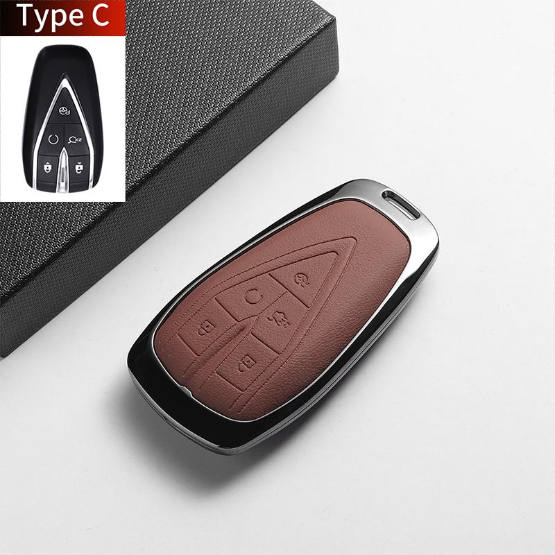 For Changan DEEPAL S07 L07 SL03 S7 G318 S05 Leather Metal Car Key Case Cover Key Protection Shell Fob Key Case Holder Accessorie