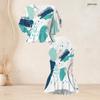 Women Plus Size Abstract Printed Round Neck Batwing Sleeve Ruffle Hem Top Fishtail Skirt Two Piece Set