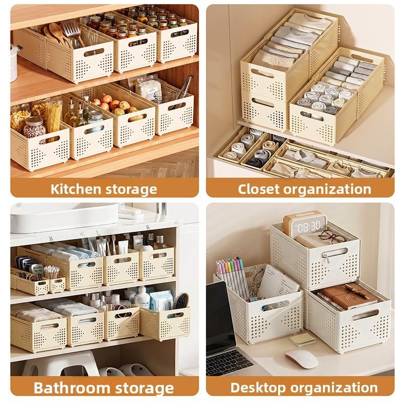 Japanese Style Collapsible Storage Basket With Large Capacity For Kitchen And Living Room Organization