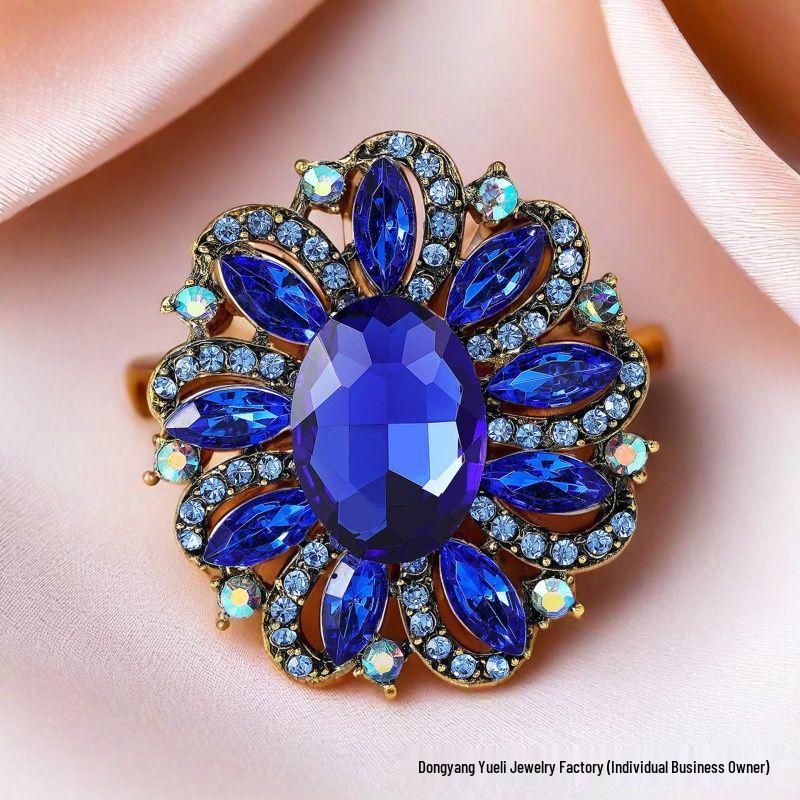 Spilla Brooch in Lega e Vetro Retrò - Gioiello Elegante per Sciarpa e Cappotto da Donna