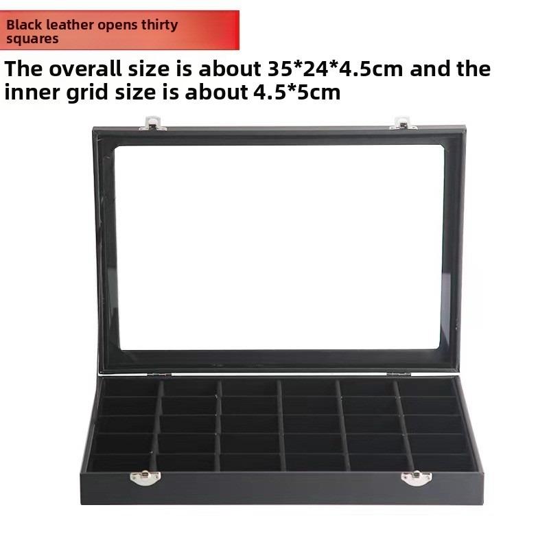 Pu Black Leather Jewelry Box Jewelry Display Box with Lid Transparent Dust Ring Earrings Necklace Bracelet Storage Box