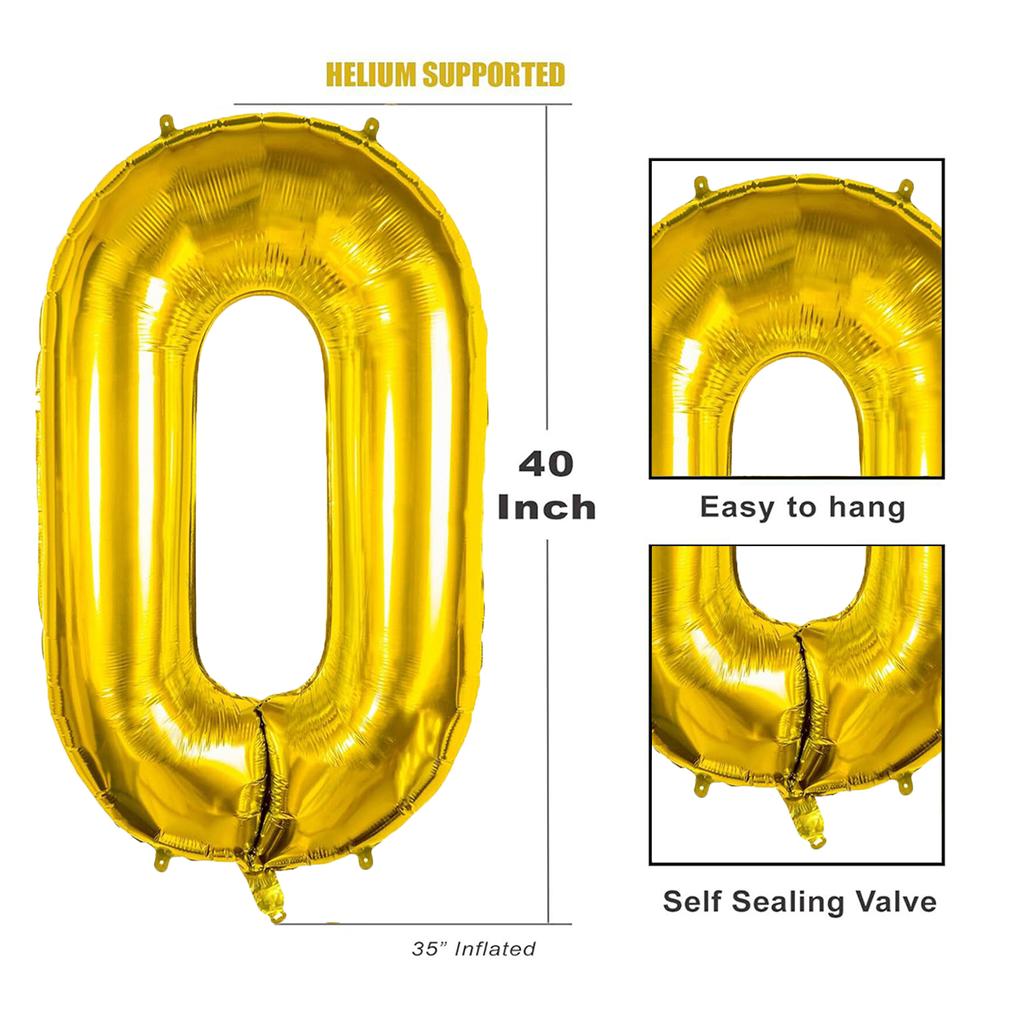 40inch Giant Golden Digital Balloon  0-9, Anniversary Party Decoration, Birthday Balloon