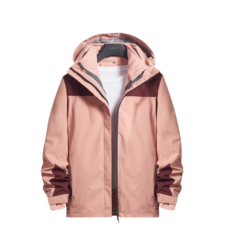 Unisex Windproof Outdoor Jacket: Detachable Two-Piece, 3-in-1 Waterproof Mountaineering Suit for Couples