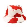 Faux Fur Fisherman Bucket Hat Milk Cow Pattern Warm Cozy Fluffy Bucket Hat Christmas Thanksgiving Headwear