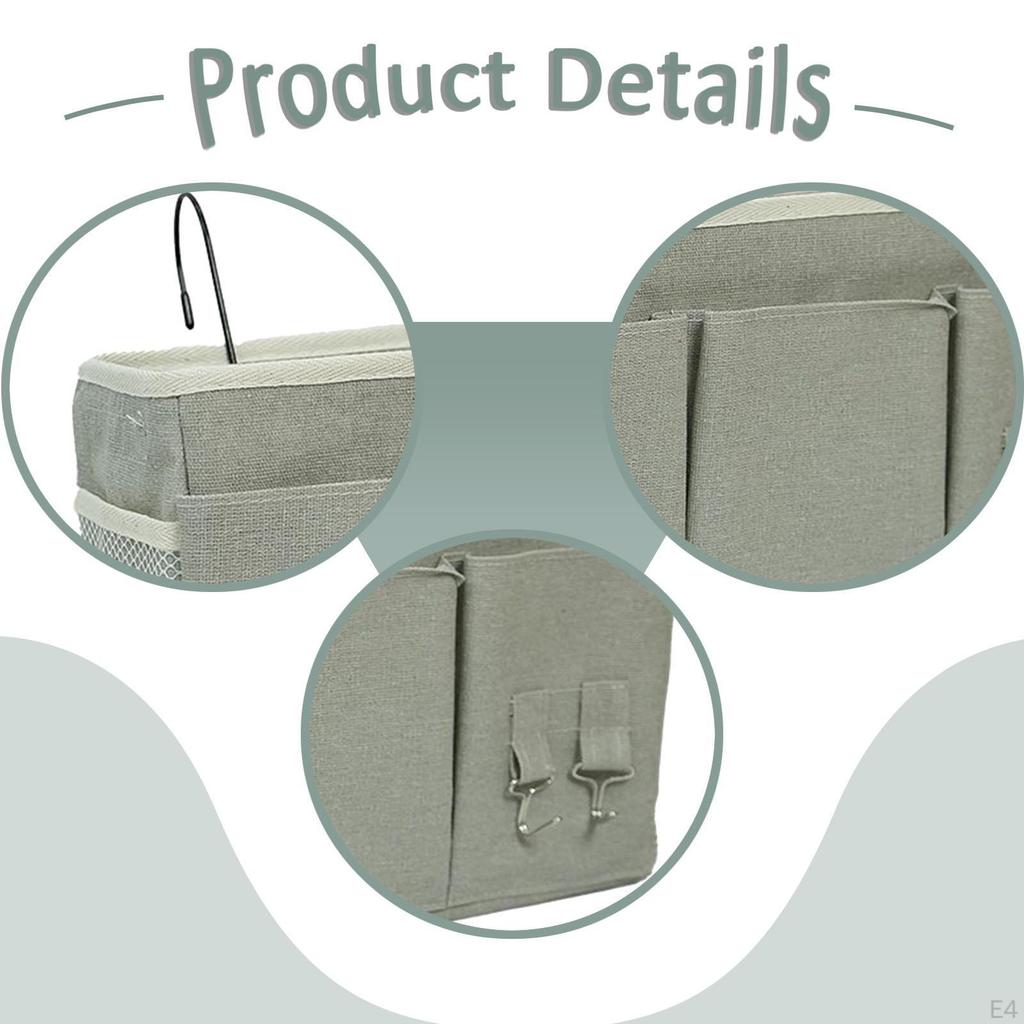 Bedside Hanging Storage Bag Organizer Pouch with Pockets Wall for Glasses