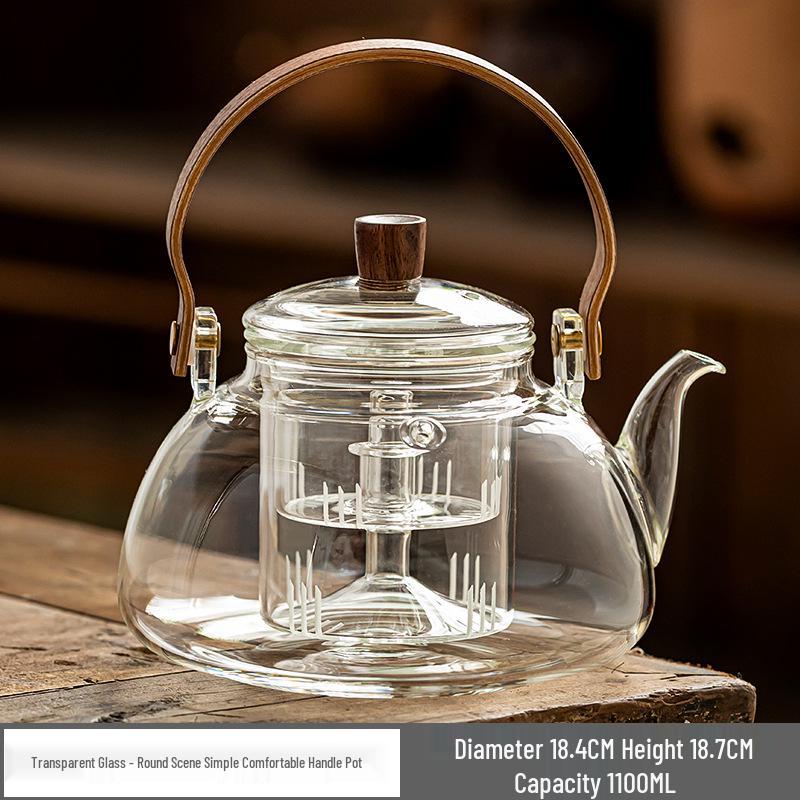 Glass Tea Kettle & Brewing Set for Induction Cooker: White Pot for Boiling, Steaming & Health-Preserving Tea at Home