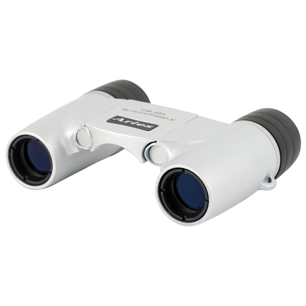 Binoculars Compact Folding Free Focus 6x 18mm Aperture Silver MIZAR-TEC CB-101