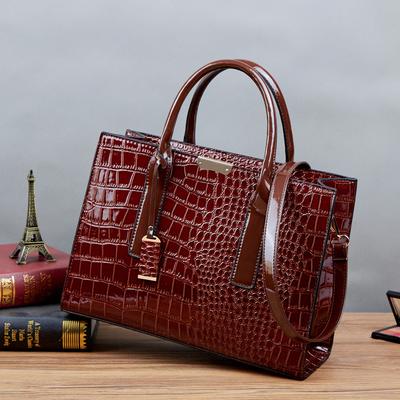 Women Shoulder Bag Patent Leather Crocodile Pattern Women's Bag Tote Bag Portable One-shoulder Diagonal CrossBody Bag