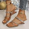 Fashion Fashion Gold Narrow Band Slides Women 2025 Summer Cross Strap Square Toe Slip On Sandals Silver Novelty Strange Heel Slippers