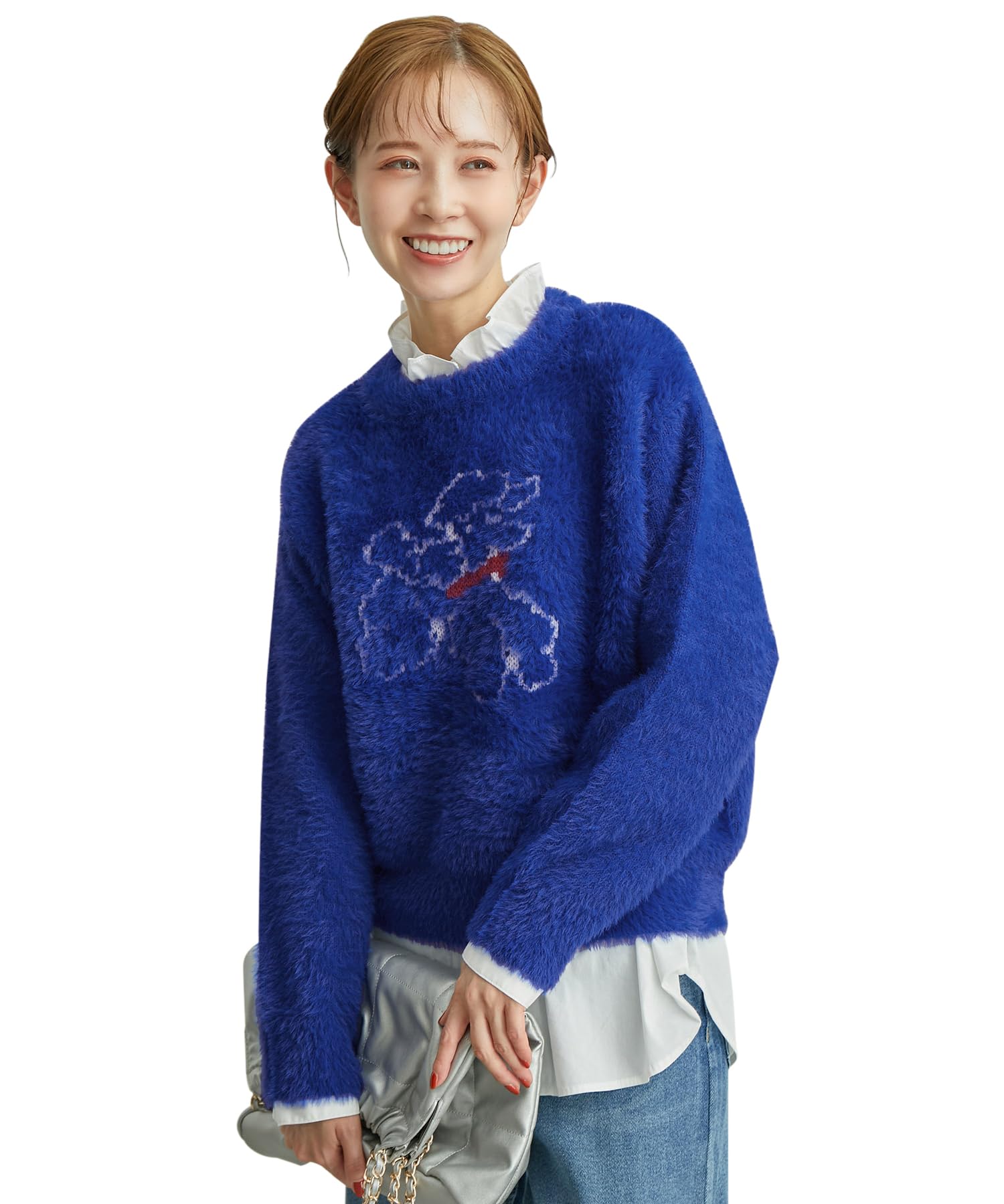 

ROPE PICNIC Жаккардовый трикотаж с мотивом собаки GDM52440 Синий Основной Женский (44)