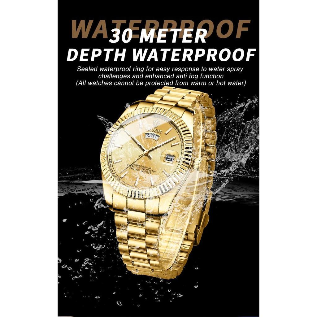 BINBOND Orologio da polso da uomo sportivo al quarzo classico impermeabile luminoso con calendario creativo, orologio da polso personalizzato in oro