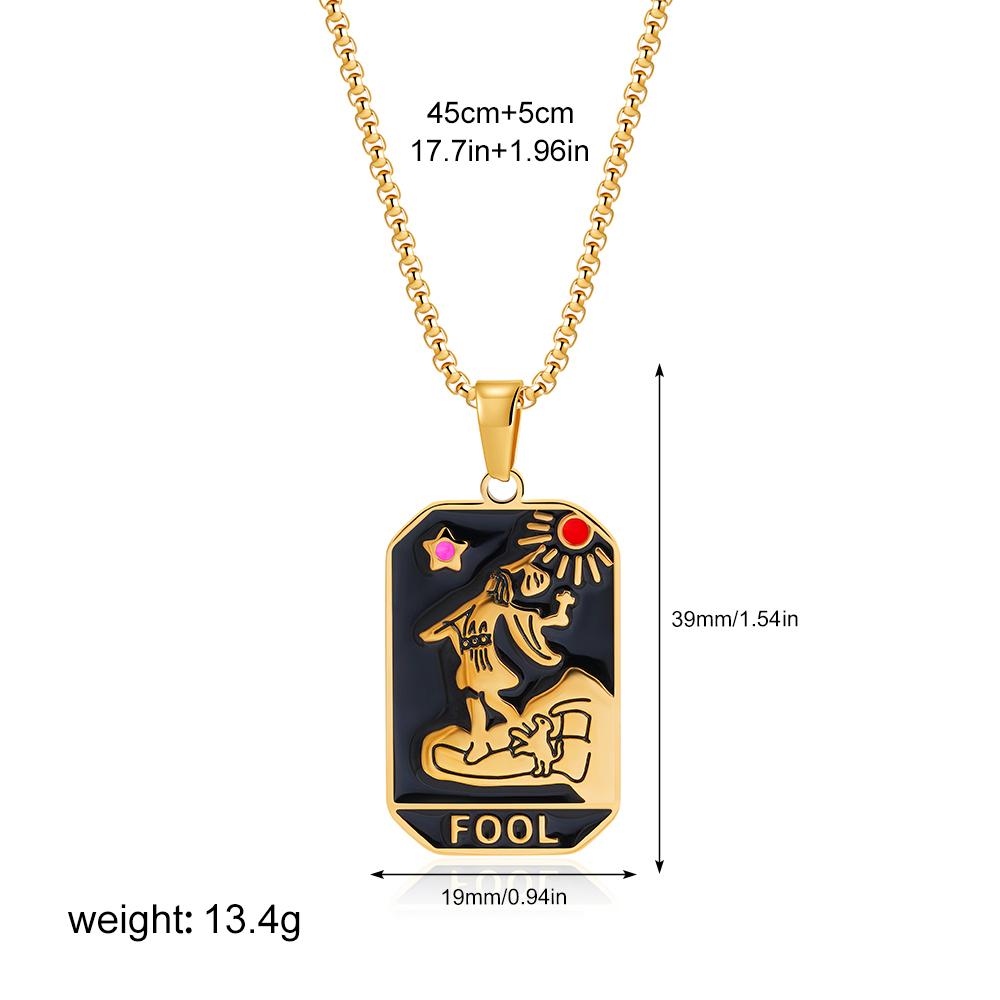 New Design Colorful Enamel Tarot Cards Pendant Necklaces 18K Gold Plated Sun Star Moon Box Chain Choker Jewelry for Women