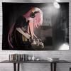 Anime Girls Picnic Tapestry Wall Hanging Lying on Colorful Grass Leaves Aesthetic Wall Art Bedroom Dorm Room Decor