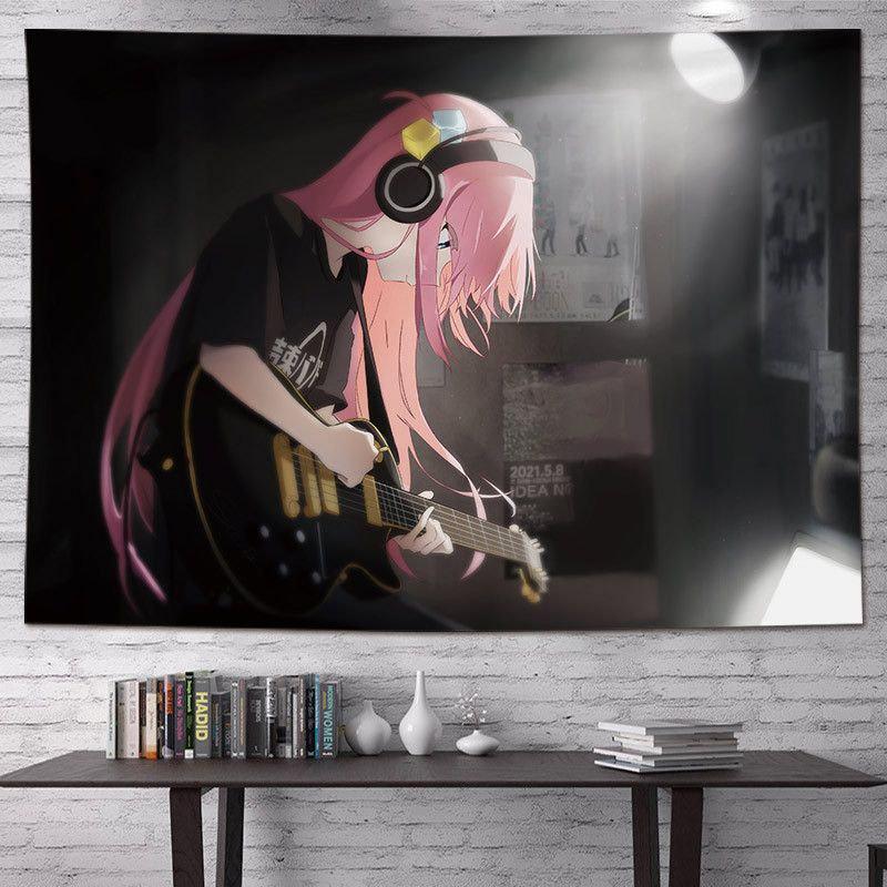 Anime Girls Picnic Tapestry Wall Hanging Lying on Colorful Grass Leaves Aesthetic Wall Art Bedroom Dorm Room Decor