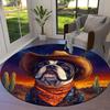 Cool animal cowboy styleRound Area Rug,Carpet Rug for Living Room Bedroom Sofa Playroom Decor,Non-slip Floor Mat