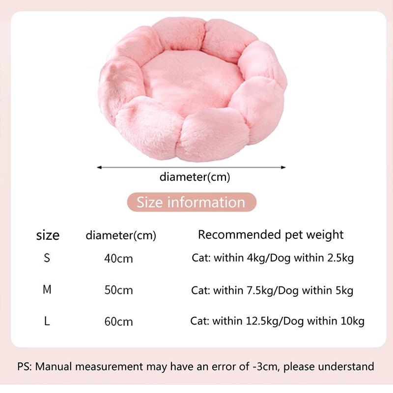 Flower Soft Katzenbett Schlafende Katze Matte Winter Warmes Hundebett für Kleine Hunde Kissen Atmungsaktives Katzenkissen Verdicken Hundehaus Haustierbett