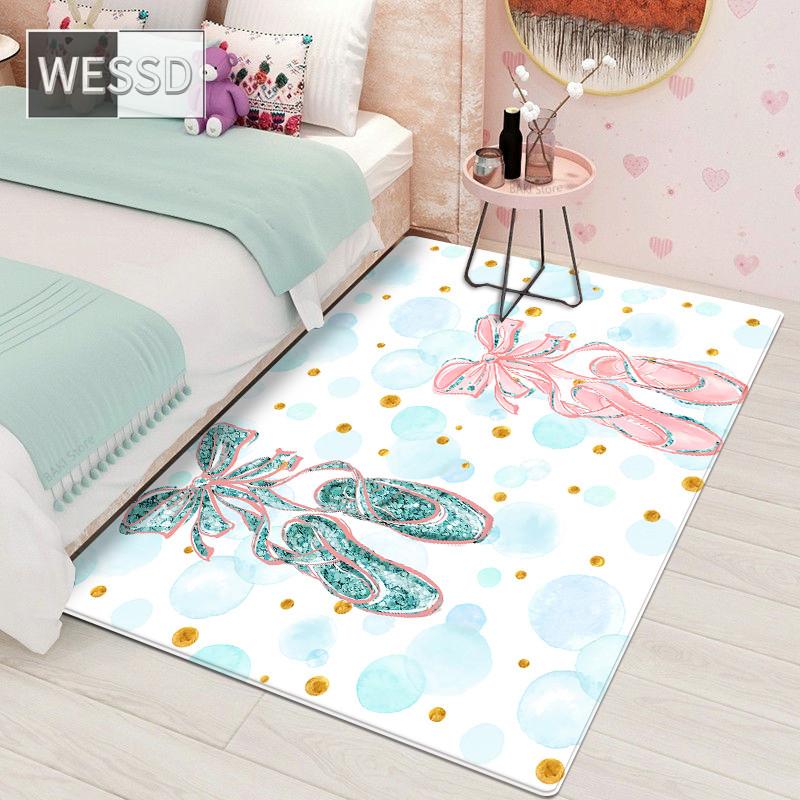 Kawaii Cartoon Ballett Mädchen Teppich für Kinderzimmer und nordischer weicher Schlafzimmerteppich für Babys