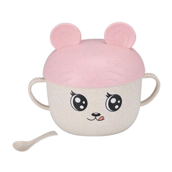 Bol d'alimentation 2 pièces/ensemble 450ML, support de téléphone intelligent, conception Anti-chute, matériau de qualité alimentaire, bol de paille à manger pour bébé pour la maternelle