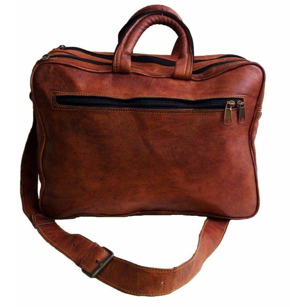 Herre Ekte Skinn Crossbody Vintage Messenger Brun Veske