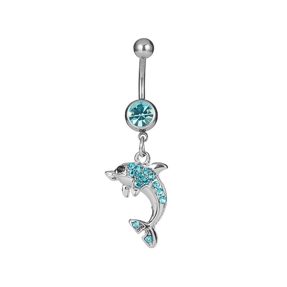 Zinc Zinc Alloy Dolphin Belly Button Ring Tassel  Personalities   Navel Jewelry