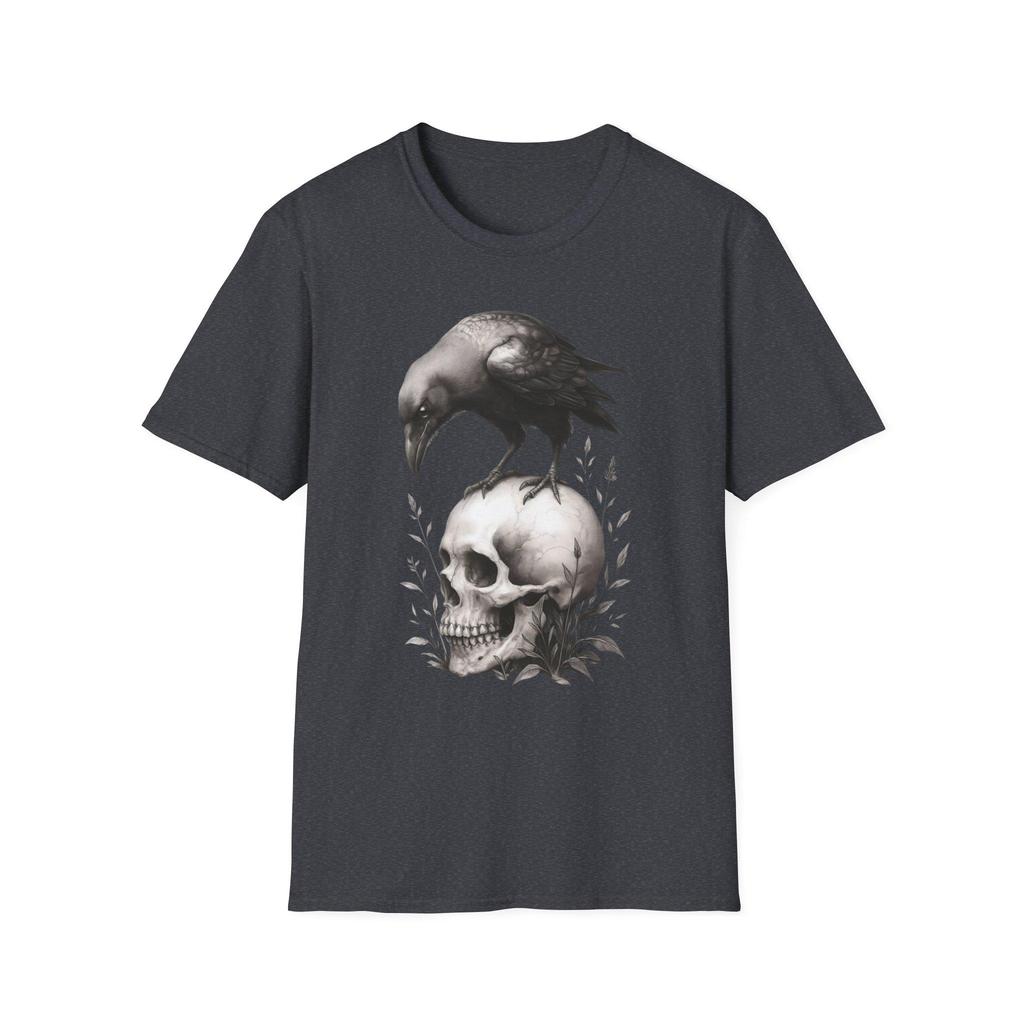HOT SALE Gothic Crow Skull T-shirt Neutral Halloween T-shirt Art Lovers Fashion Alternative Style Halloween Casual Street Wear