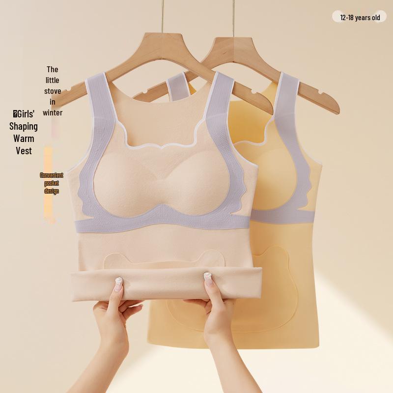 Developmental Girls' Thermal Vest with Chest Pads and Pockets for Junior High School Students