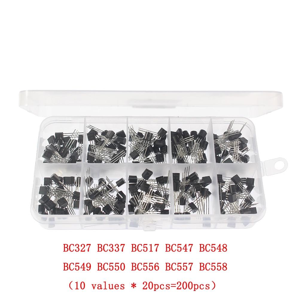 50-900PCS Transistors Kit NPN PNP S8050 S8550 S9012 2N3904 2N3906 C1815 A1015 MJE13001 BC327 BC337 BC517 BC547 BC548 BC549 BC558